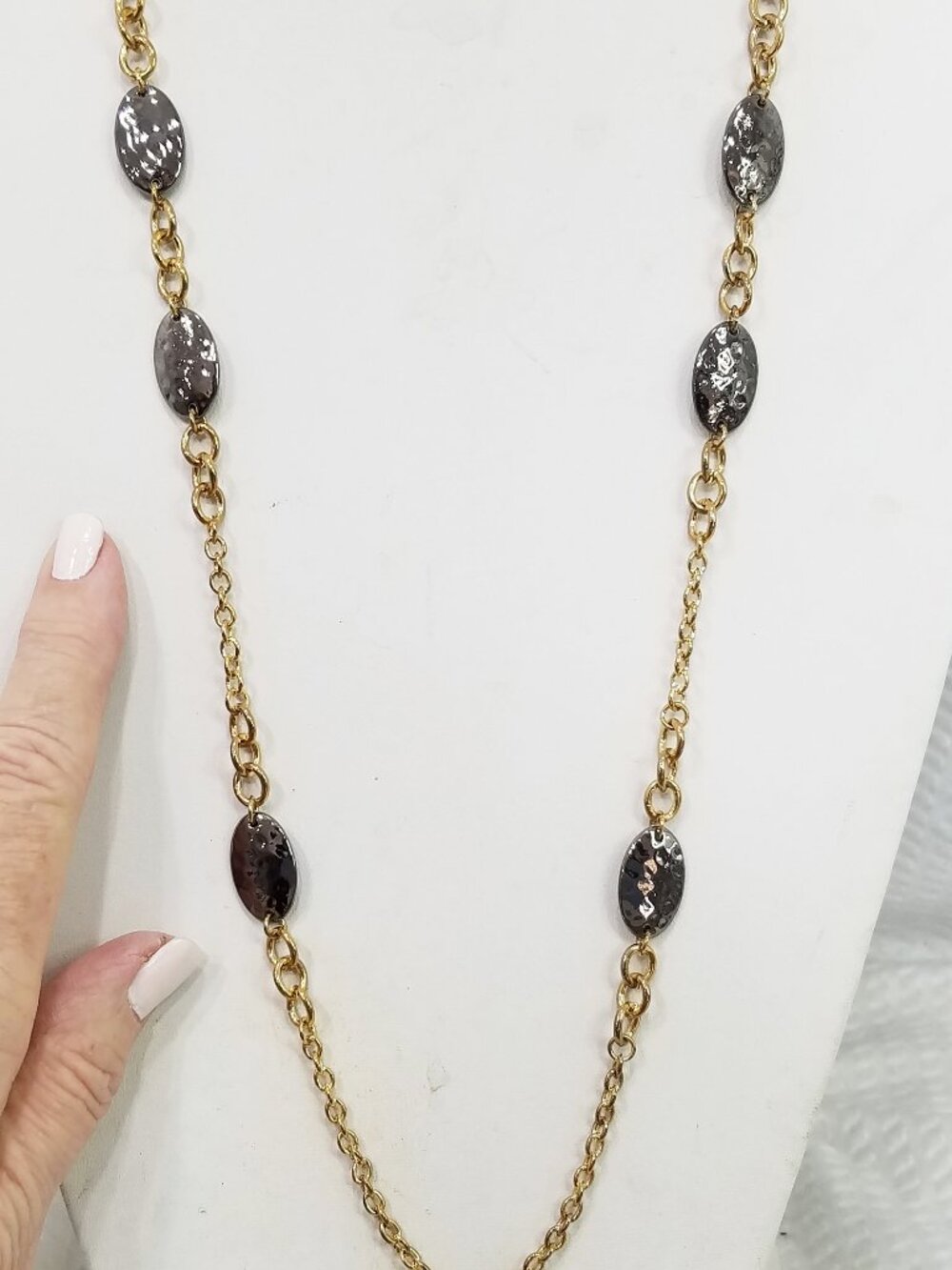 New! Signed Alfani Couture Gold Tone Chain Link & Gunmetal Ovals 42" Necklace